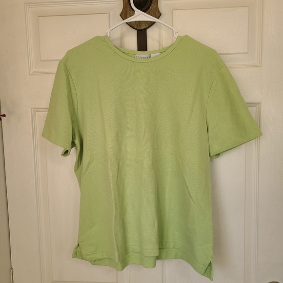 (446) Sonoma Woman's Short Sleeve Crewneck Blouse, Size: XL Color: Green - Picture 2 of 13